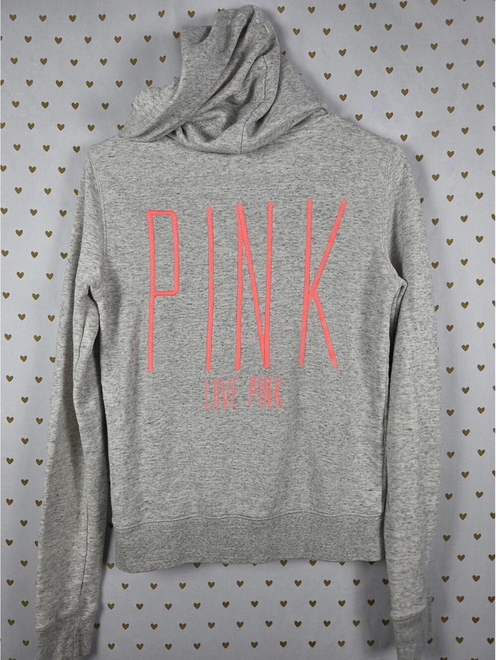 Victorias Secret Pink CUTE EMBROIDERED Grey Hoodie Jacket Coat XS
